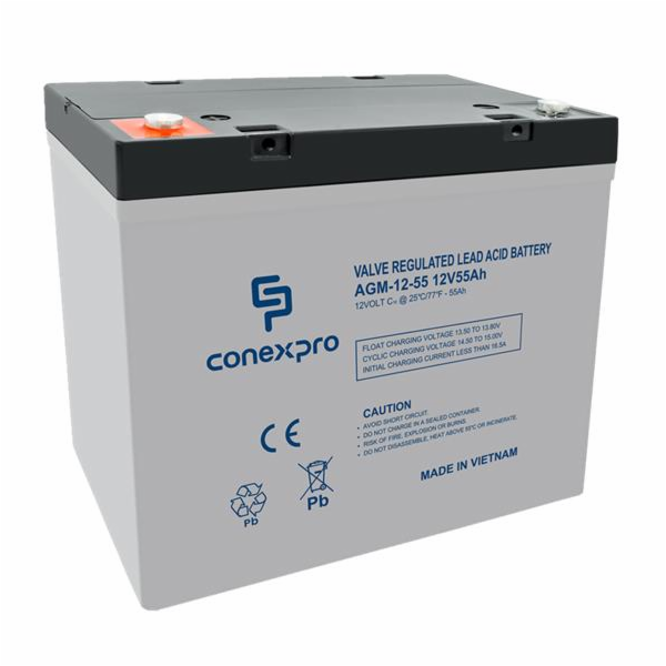 Baterie Conexpro AGM-12-55 VRLA AGM 12V/55Ah, T14 