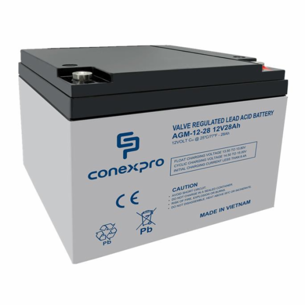 Baterie Conexpro AGM-12-28 VRLA AGM 12V/28Ah, T12 