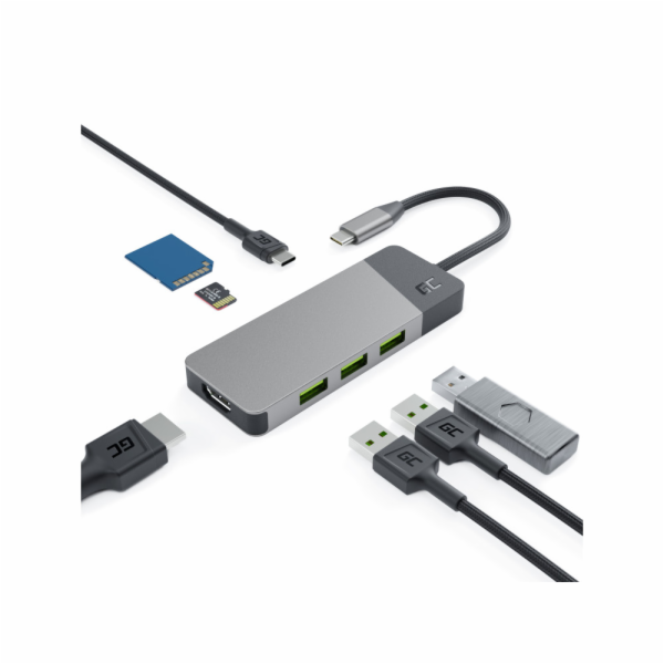 GREEN CELL HUB USB-C ADAPTER GC CONNECT 7W1 (3XUSB 3.1 HD...