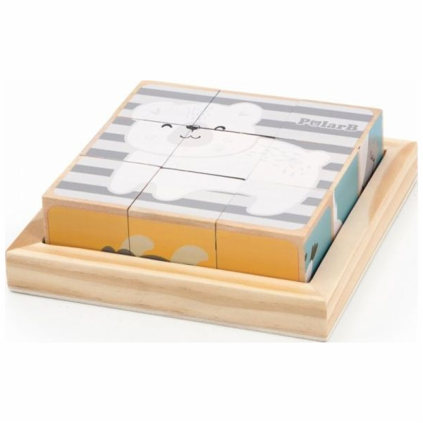 Dřevěné puzzle kostky Viga zvířata 9 dílů