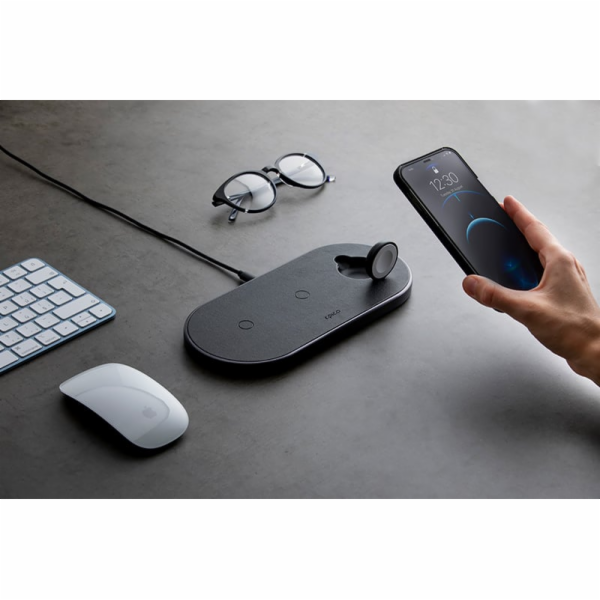 Epico Wireless Charging Base 3in1 černá PU kůže- space gr...