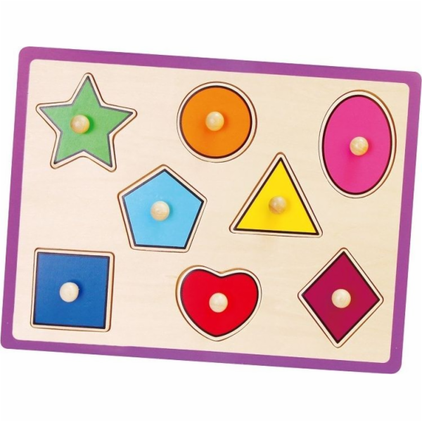 Dětské dřevěné puzzle s úchyty Viga geometrické tvary
