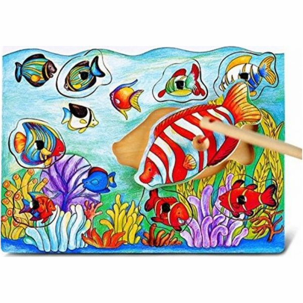 Dřevěné magnetické puzzle Viga Lov ryb
