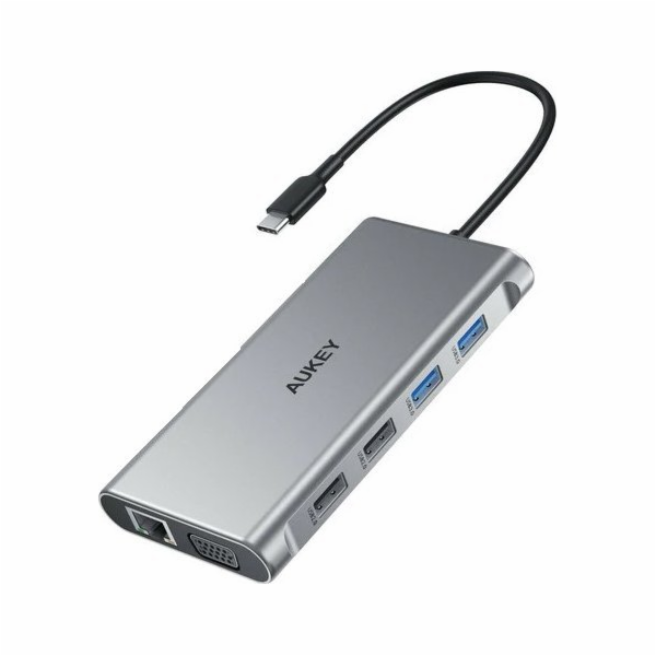 AUKEY CB-C89 aluminiowy Hub USB-C | 10w1 | RJ45 Ethernet ...