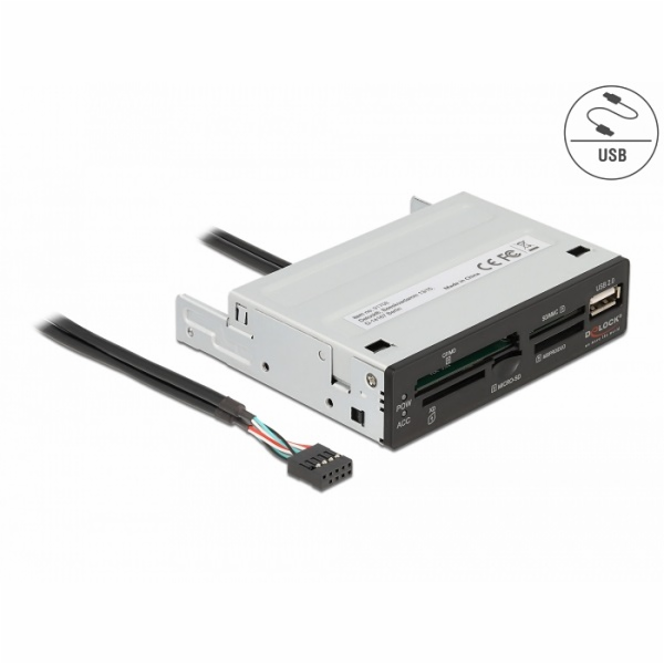 Delock 3.5” USB 2.0 čtečka karet 5 slotů + 1 x USB 2.0 Ty...
