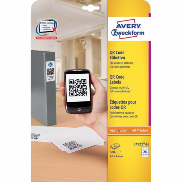 Avery Zweckform ETYK.ZF L7121-25 PRO QR KÓDY 45X45MM ŠTÍTEK