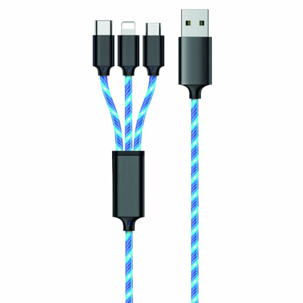 USB 2GO USB-A - USB-C + microUSB + Lightning kabel 1,5 m ...