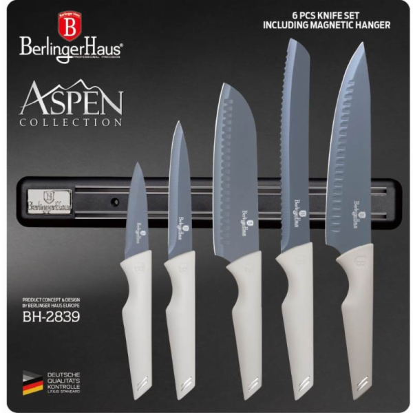 BERLINGERHAUS Sada nožů s magnetickým držákem 6 ks Aspen ...
