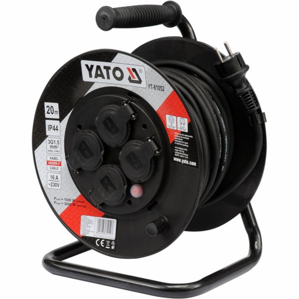 Yato Reel prodlužovací kabel 20m/4 zásuvky 230v H05RR-F 3...