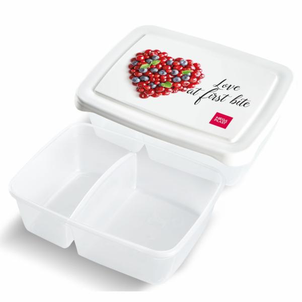 Box jídelní dělený 0,3 l + 0,5 l s potiskem plast
