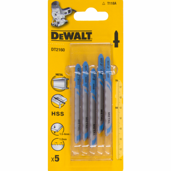 Dewalt Listy do skládačky typ T HSS76x50mm 5 ks. na kov (...