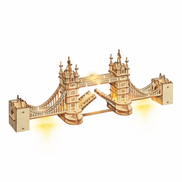 RoboTime 3D dřevěná mechanická skládačka Tower Bridge sví...