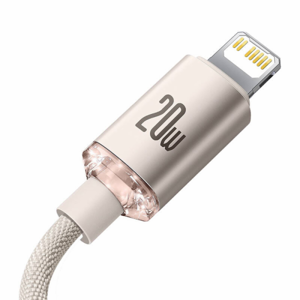 Baseus Crystal Shine USB-C to iP kabel, 20W, 2m (růžový)