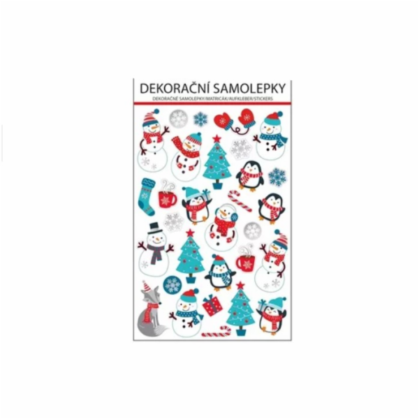 Samolepky Vánoční sněhuláčci a tučňáci 14,5x25 cm