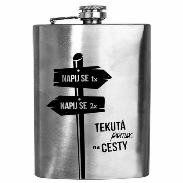 Likérka / placatka nerez 240 ml "TEKUTÁ POMOC NA CESTY"