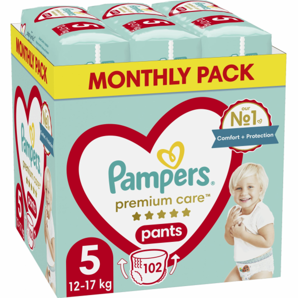Pampers plenky Pangs Pans Premium Care 5, 12-17 kg, 102 ks.