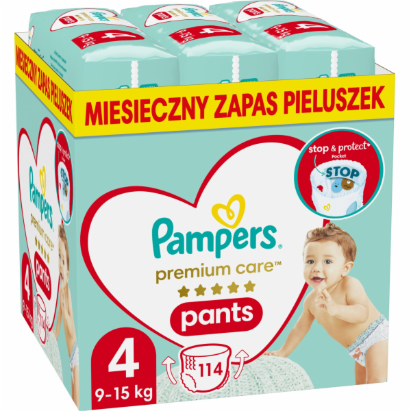 PAMPERS PANES PANS PREMIUM PARES 4, 9-15 KG, 114 PC.