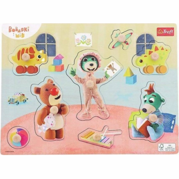 Trefl Dřevěné puzzle pro děti PREMIUM Bobaski a Medvídek