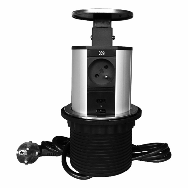 IN Výsuvná lišta 2str.,3 zásuvky + 2 USB