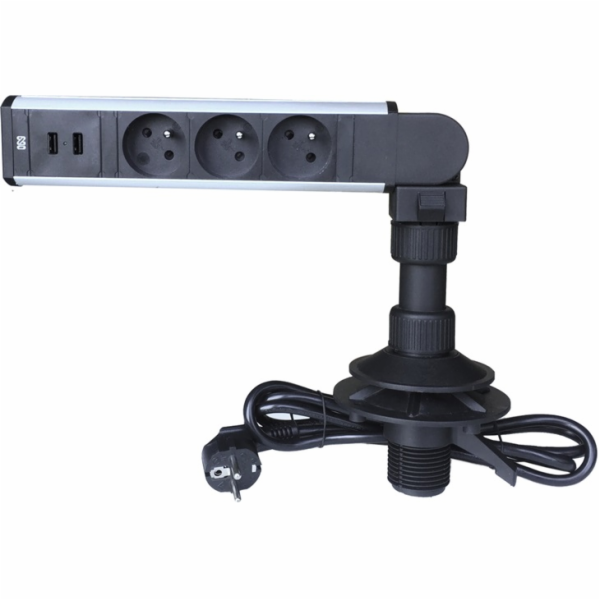IN Otočná lišta, 3 zásuvky + 2 USB