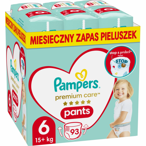 PAMPERS Premium Kalhotkové pleny velikost 6, 15-25kg, 93ks