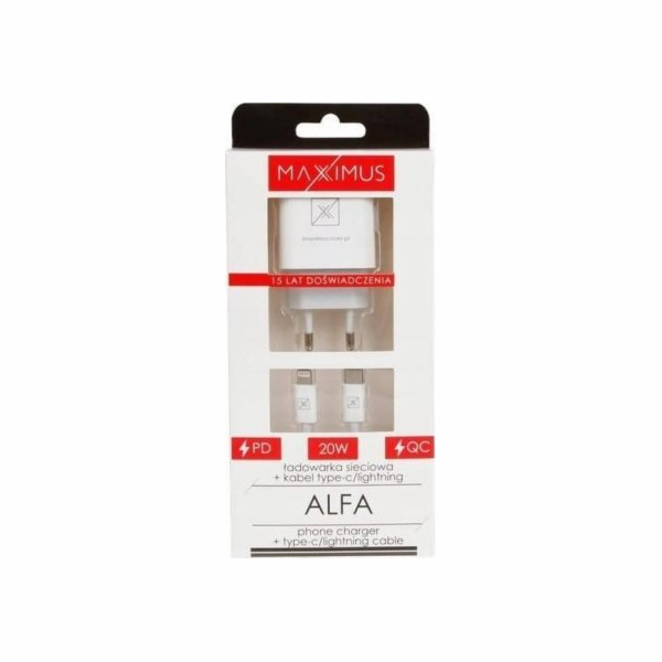 MAXXIMUS ALFA nabíječka 20W PD+QC, USB-A+C + KABEL C/LIGH...
