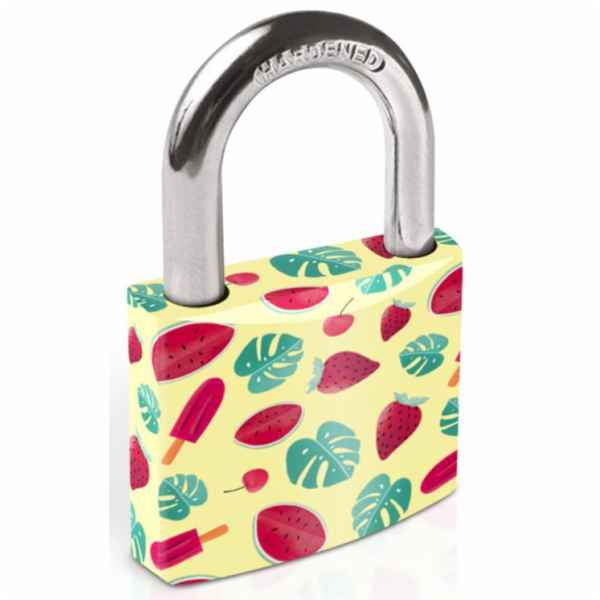 Zámek visací 40 mm dekor Tokoz Summer (3 klíče)