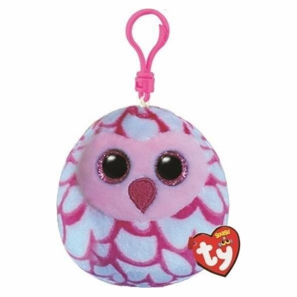 Klíčenka TY Mascot TY Squish-a-Boos PINKY - růžová sova 8...