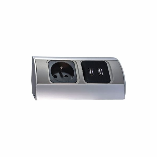Orno Single nábytková zásuvka w/u 16A + 2xUSB IP20 hliník...