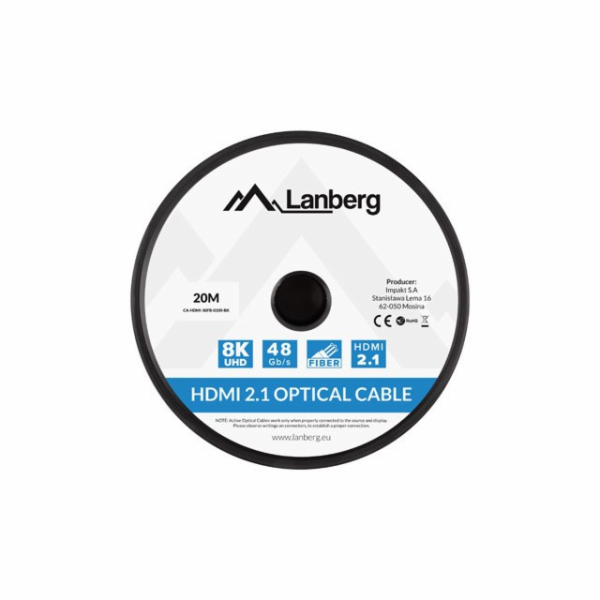 Lanberg CA-HDMI-30FB-0200-BK optical cable HDMI M/M 20m v...