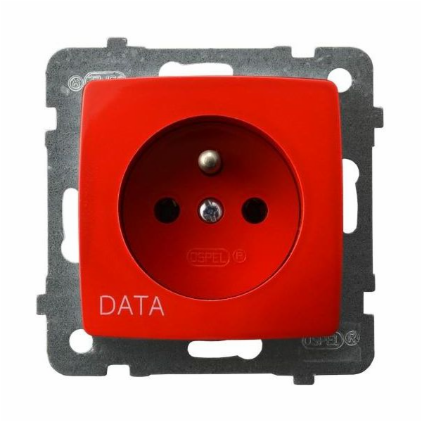 Ospel Single diamantová zásuvka s uzemněním Data červená ...