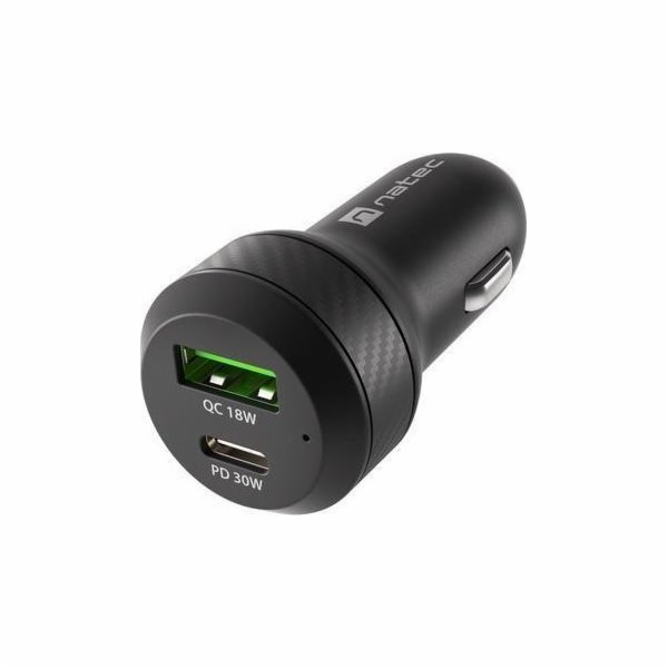 Natec nabíječka do auta CONEY, 1XUSB, 1XUSB-C, 48W