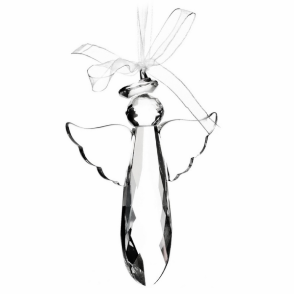 Ozdoba anděl skleněný závěsný 8x2x9 cm
