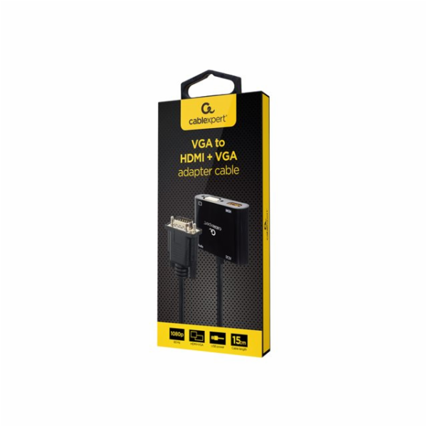 Převodník signálu VGA pro HDMI + VGA Black, 15 cm