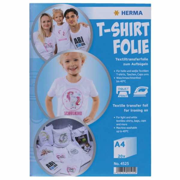 Herma T-Shirt Foil A4 for light + white Textiles  20 Shee...