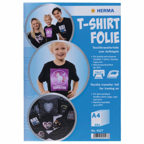 Herma T-Shirt Folie A4 f. dunkle + schwarze Textilien 10 ...