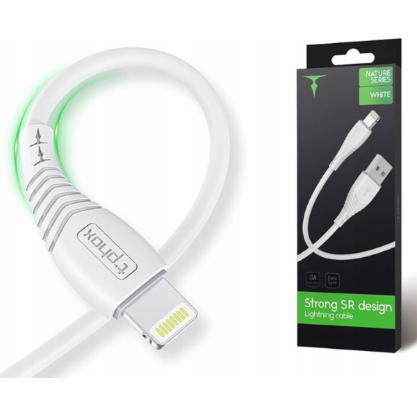 T-Phox USB kabel T-PHOX NATURE LIGHTNING WHITE KABEL 1,2M 3A