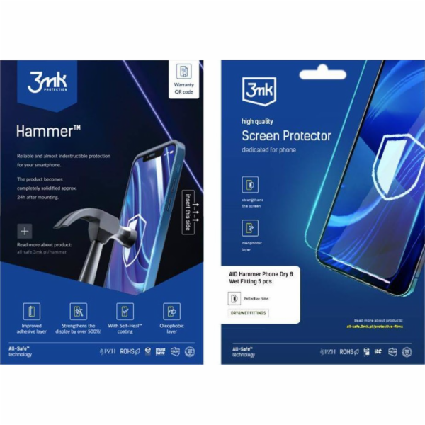 3mk All-Safe - AIO fólie Hammer Dry & Wet Fitting Phone, ...