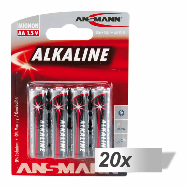 20x4 Ansmann Alkaline Mignon AA LR 6 red-line            ...