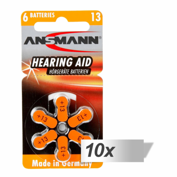 10x6 Ansmann Zinc-Air 13 (PR48) Hörgeräte Batterien