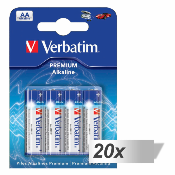 20x4 Verbatim Alkaline Batterie Mignon AA LR6            ...