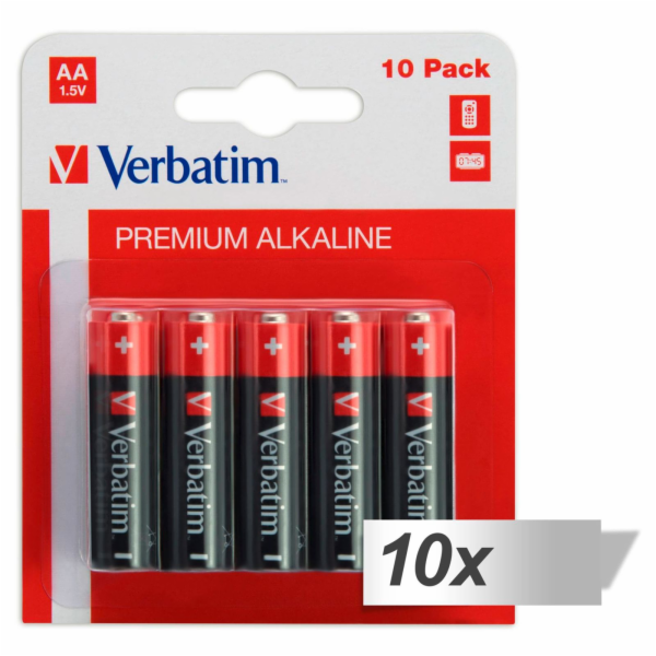 10x10 Verbatim Alkaline Batterie Mignon AA LR 06         ...
