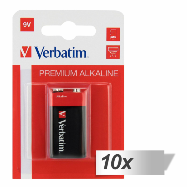 10x1 Verbatim Alkaline Batterie 9V-Block 6 LR 61         ...