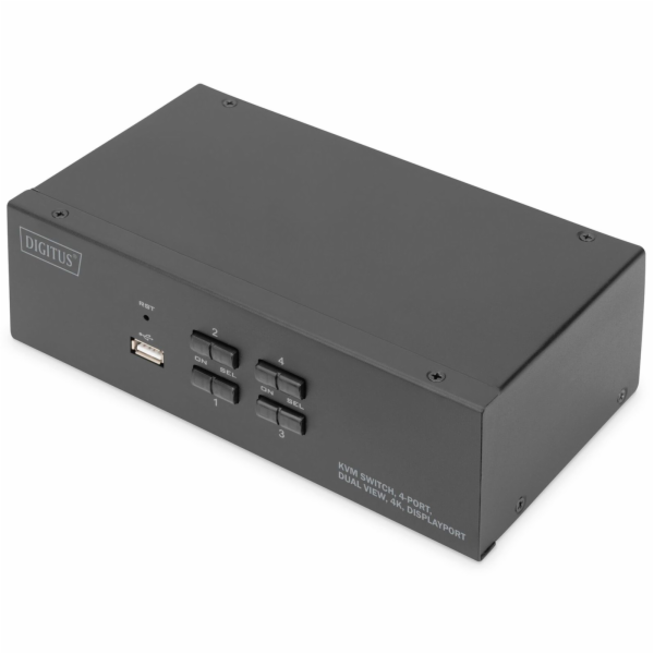Digitus KVM-Switch DisplayPort 4x 1 (schwarz, Dual Display)