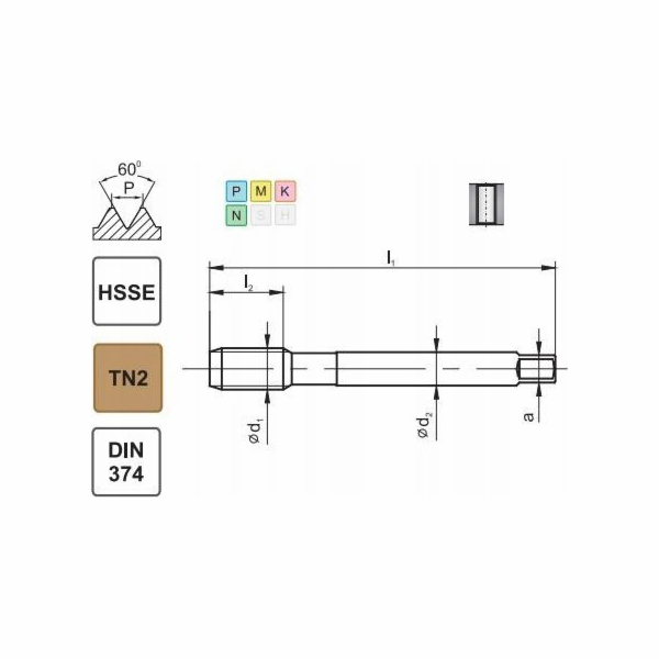 Fanar THREAD M20X1.5 DIN-374B (6H) HSSE TIN 800X