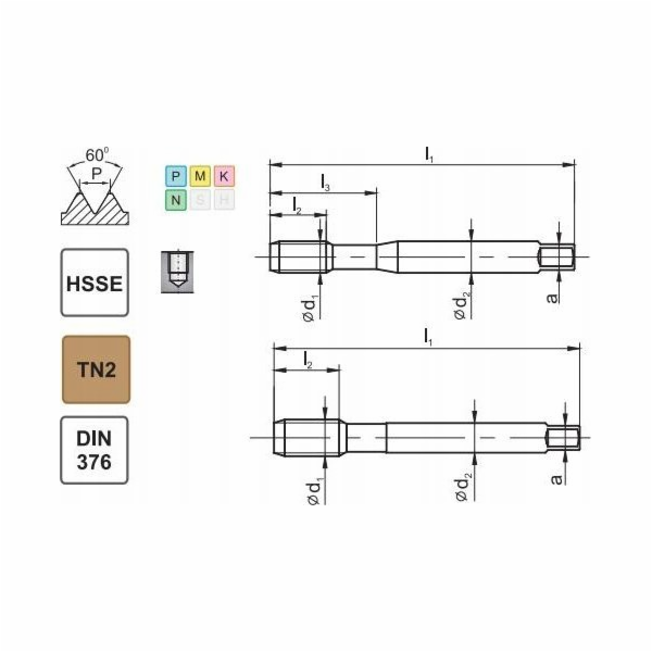 Fanar ZÁVIT UNC 1/2-13 DIN-376C R40 (2B) HSSE TIN 800X