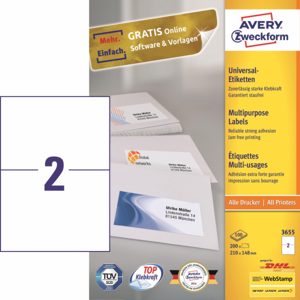 Avery Zweckform Universal-Labels inkoustová, laserová bar...