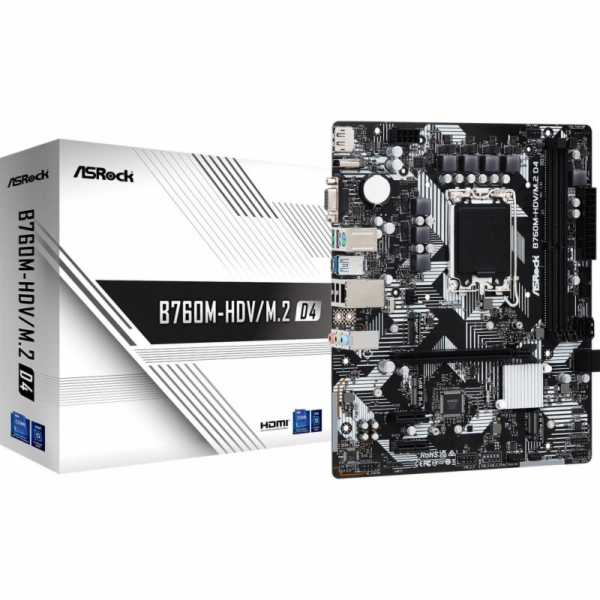 ASRock MB Sc LGA1700 B760M-HDV/M.2 D4, Intel B760, 2xDDR4...