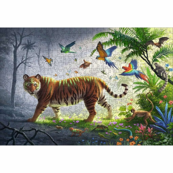Dřevěné puzzle Tygr v džungli
