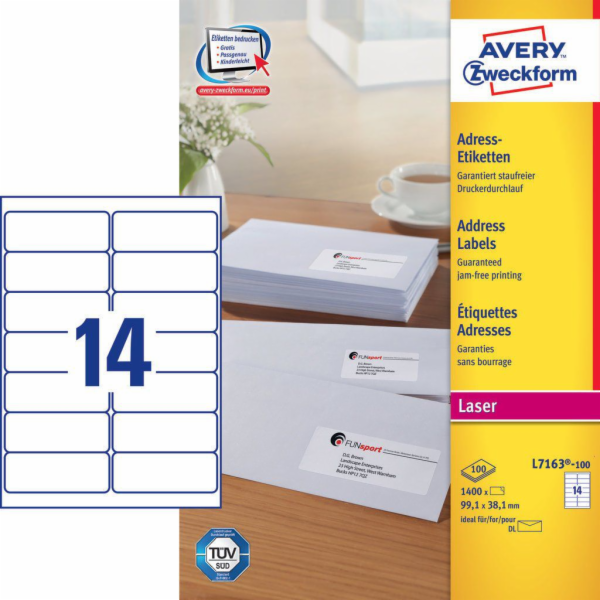 Adresní štítky Avery Zweckform na obálky 99,1 x 38,1 mm (...